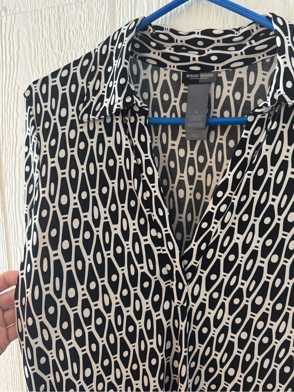 Bisou Bisou Michele Bohbot Geometric Midi Dress Black White Size 8 - Picture 3 of 6